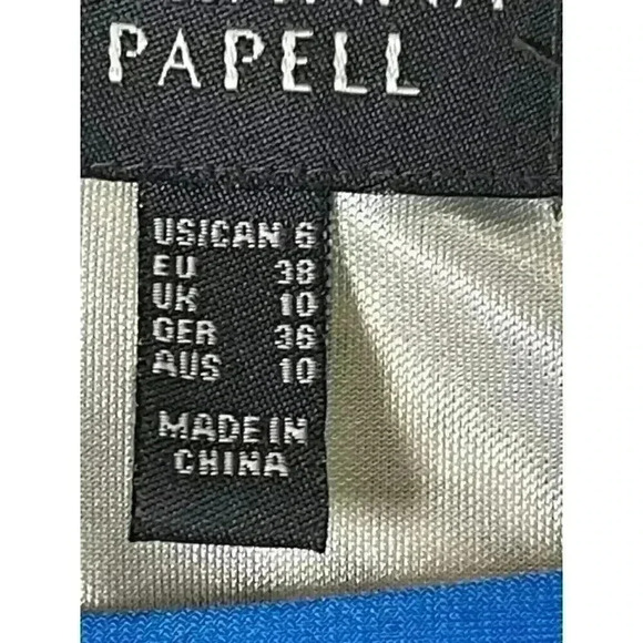 Adrianna Papell Print Jersey Shift Dress Blue Baroque Pattern Size 6 - Picture 4 of 8